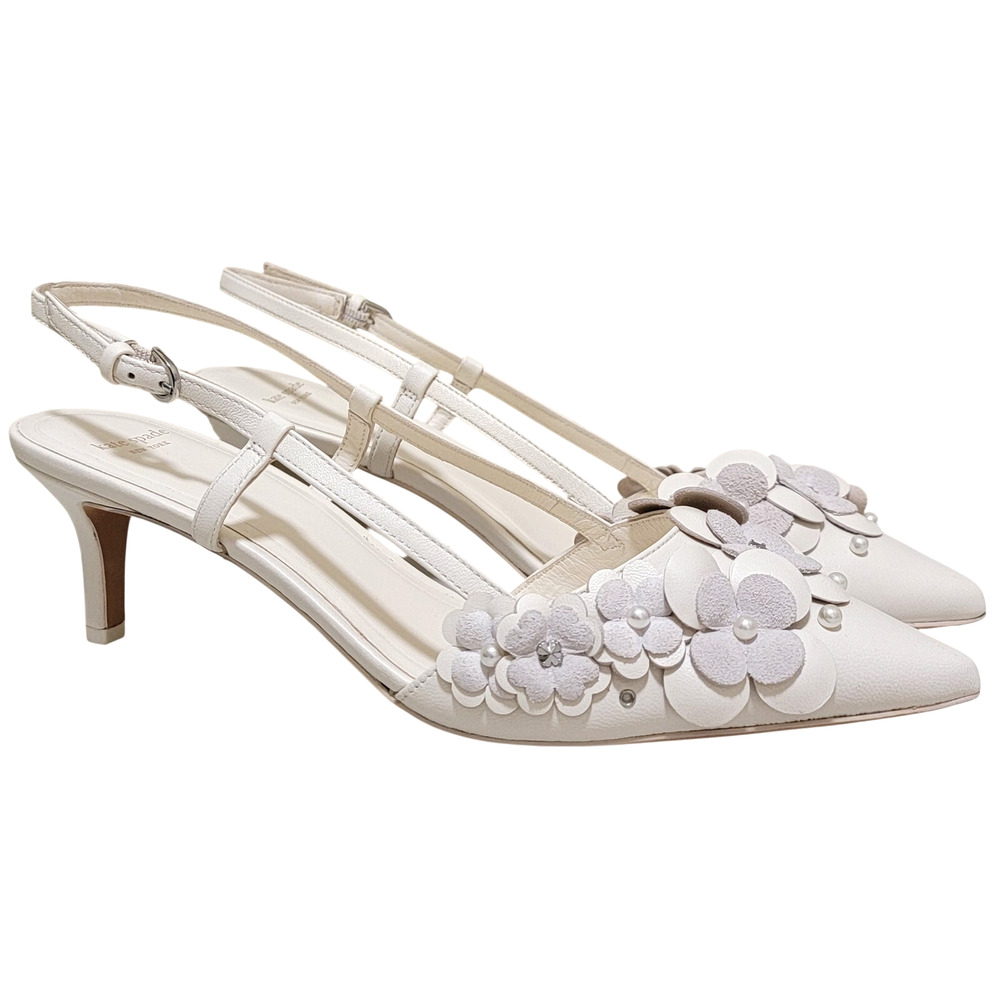 Kate Spade Women Flower Garden Slingback Pump Heels Size US 10B Cashew Beige